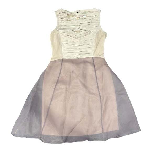 Reiss Adi Ribbon Double Skirt Dress Pink And Beige Size US 8 M.S.R.P 495.00 - Picture 3 of 12